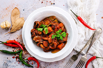 Image showing fried mushrooms with vegetables