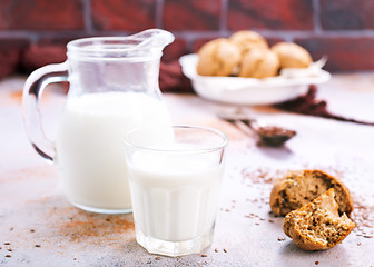 Image showing bread and milk on a table