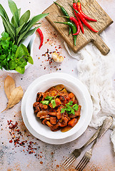 Image showing fried mushrooms with vegetables