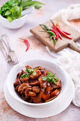 Image showing fried mushrooms with vegetables