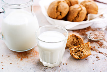 Image showing bread and milk on a table