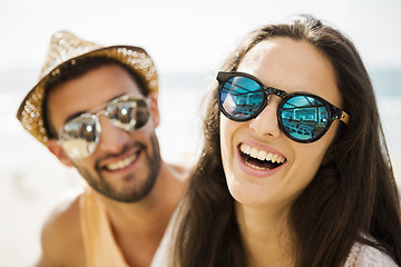 Image showing Friends at the beach bar