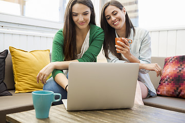 Image showing Female friends at te coffee