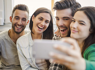 Image showing A selfie with friends