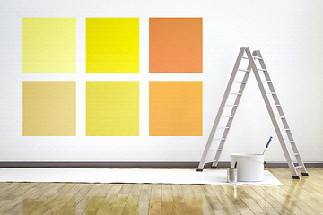 Image showing a room with six different colors on the wall to choose