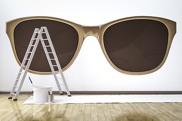 Image showing a room with stylish sunglasses motive on the wall