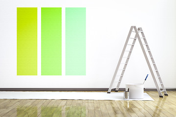 Image showing a room with three different colors on the wall to choose