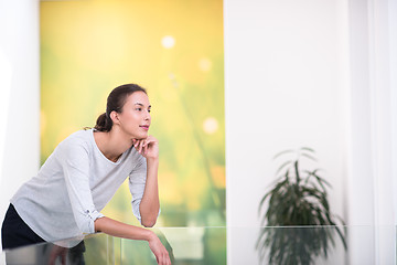 Image showing portrait of a young beautiful woman at home