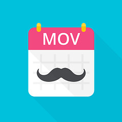 Image showing November Movember calendar with vintage curly moustache.