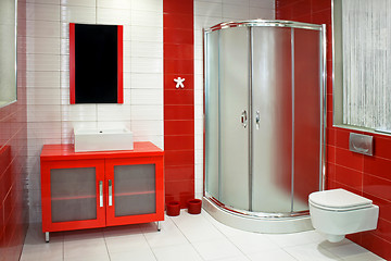 Image showing Red bathroom