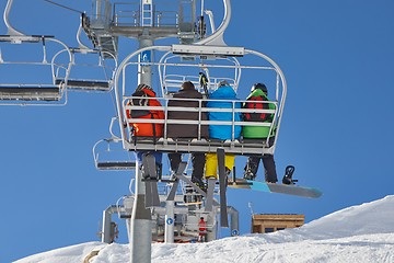 Image showing Skiing slopes from the lift