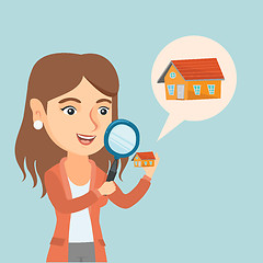 Image showing Young caucasian woman looking for a house.