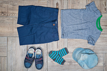 Image showing Flat lay picture of boy\'s casual outfit.