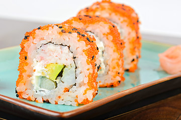 Image showing California maki sushi with orange masago