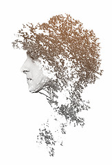 Image showing Double exposure of man with funky hairstyleMan with funky hairst