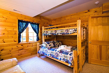 Image showing Close up on a Bedroom in a Cabin
