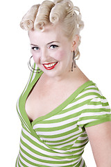 Image showing Woman in pin-up dress posing - Isolated