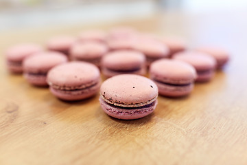 Image showing macarons on table at confectionery or bakery