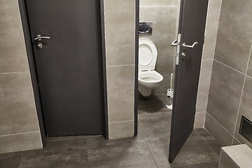 Image showing Toilet stall open