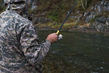 Image showing Fisherman at the Altai river