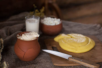 Image showing Organic milk cottage cheese and cream