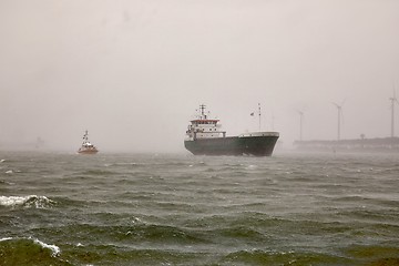 Image showing Industrial ship in stomy weather