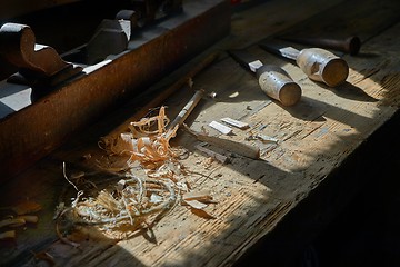 Image showing Wood workshop table