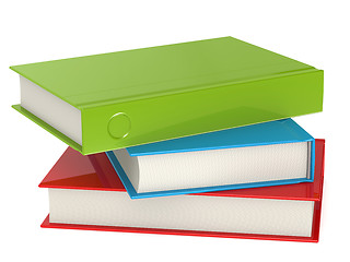 Image showing Colorful stack of books on white