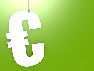 Image showing Euro sign hang with green background 