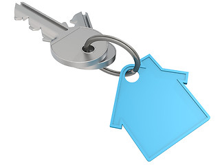 Image showing House key with blue house icon