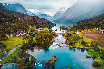 Image showing Beautiful Nature Norway aerial photography.