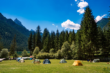 Image showing Camping on the shores of lake