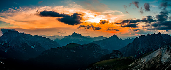 Image showing Panorama National Nature Park Tre Cime In the Dolomites Alps. Be