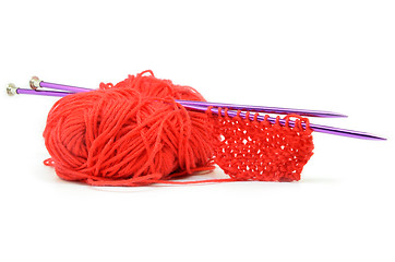 Image showing Knitting wool and knitting needles
