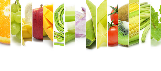 Image showing Collage of various type color fruits and vegetables