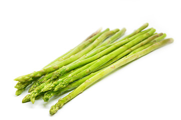 Image showing Bundle of green asparagus shoots