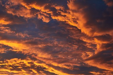 Image showing Sunset sky clouds