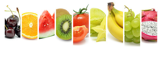 Image showing Collage of various type color fruits