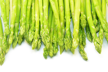 Image showing Bundle of green asparagus shoots