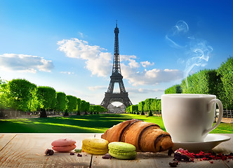 Image showing Breakfast near Eiffel Tower