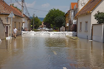 Image showing Flooded street and houses