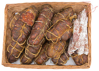 Image showing Kulen is famous authentic spicy sausage typical Slavonian dried 