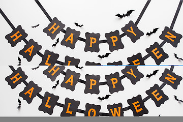 Image showing happy halloween party garland decoration and bats