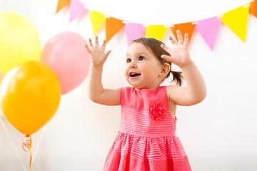 Image showing happy baby girl on birthday party