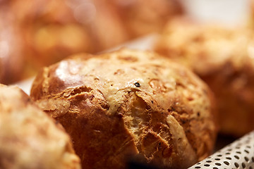 Image showing close up of yeast bread, bun or pie at bakery