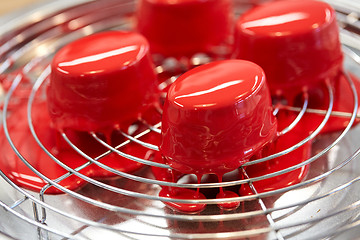 Image showing mirror glaze cakes at pastry shop