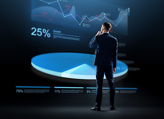 Image showing businessman looking at virtual chart hologram