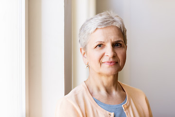 Image showing portrait of happy smiling gray senior woman