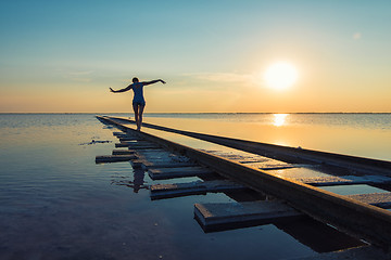 Image showing Beauty sunset on salty lake