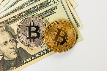 Image showing Bitcoin coin with dollars